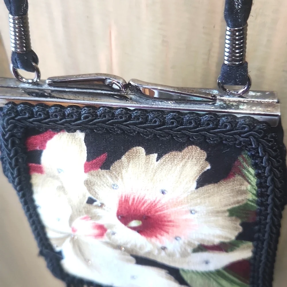 NEW Liz Soto Signatures Clutch or Crossbody Bag Tropical Print with Rhinestones